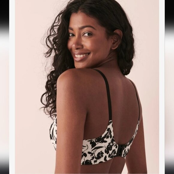 LA VIE EN ROSE | Sleekback Wireless Bra Floral Black White Sz 38D - Picture 2 of 7